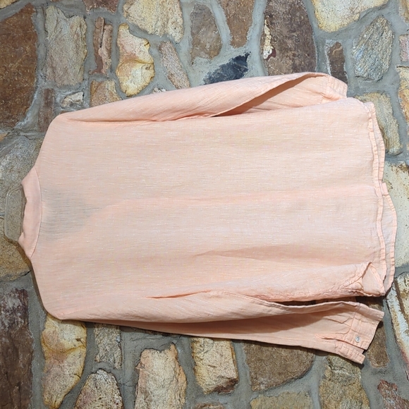 J. Jill Love Linen Button Down Shirt in Peach, size M - Picture 9 of 10